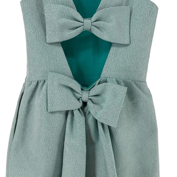 Erin Fetherston Dress Blue Bow Back Mini Sleeveless Retro Cocktail Anthro Size 2 - Picture 3 of 9